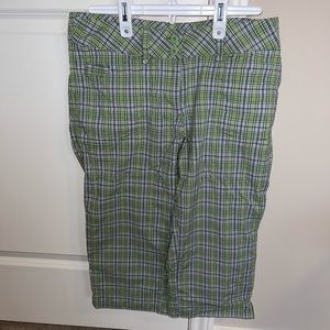 Lole Lightweight Green Plaid Capri Pants